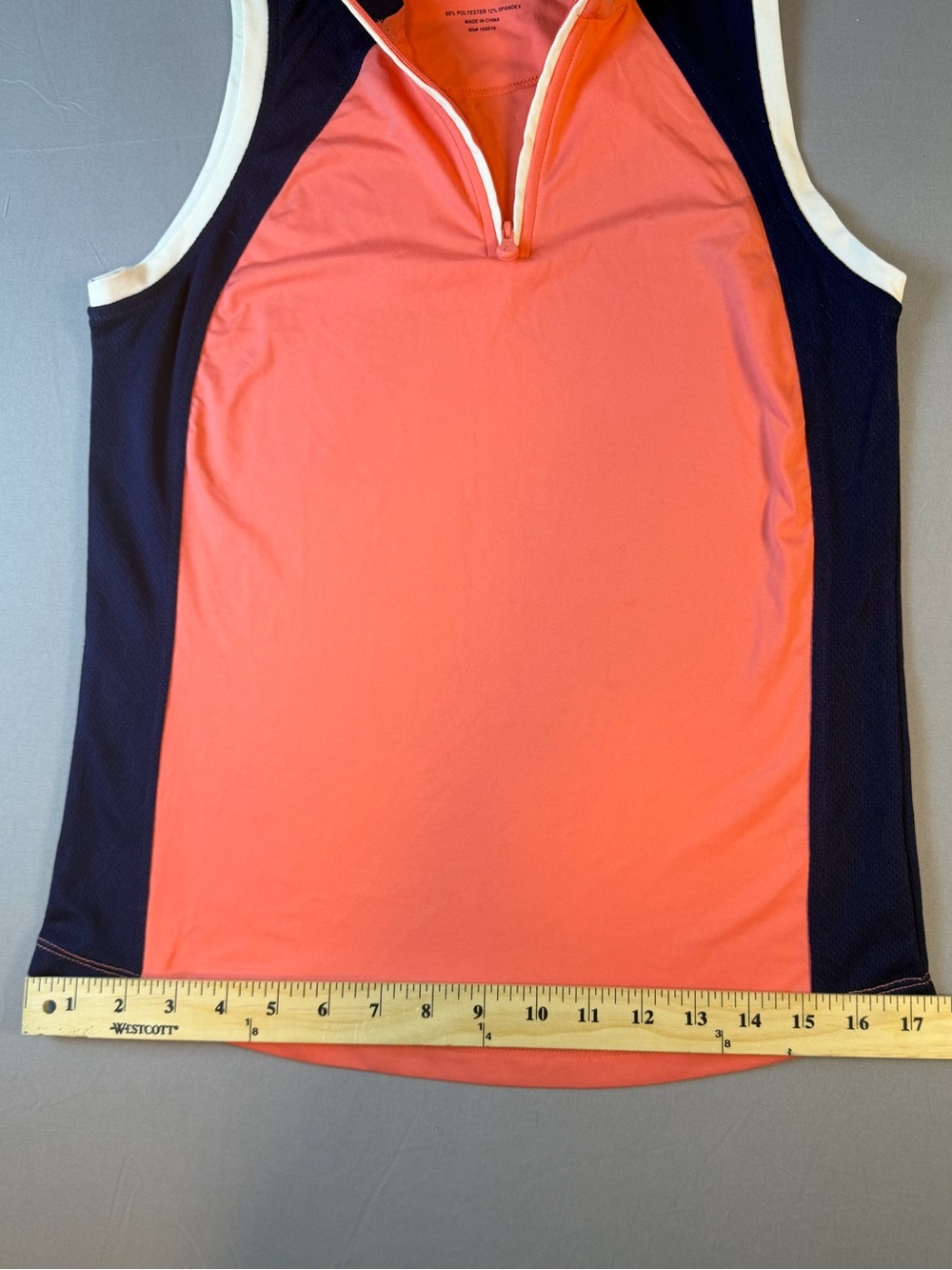 Lero Coral & Navy Sleeveless Zip Golf Polo Size Extra Small - Picture 4 of 7